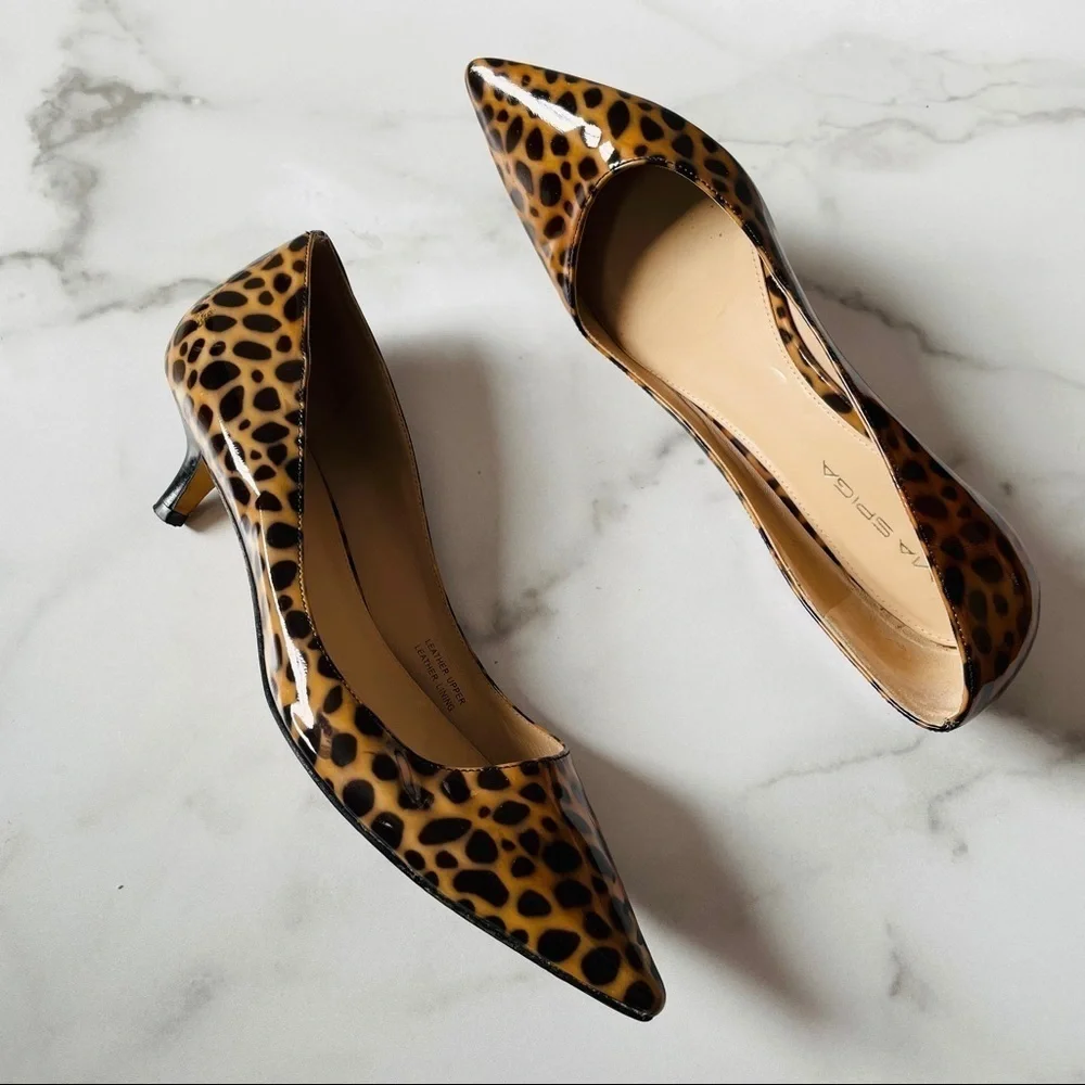 Via Spiga Animal Print Kitten Heels- 8